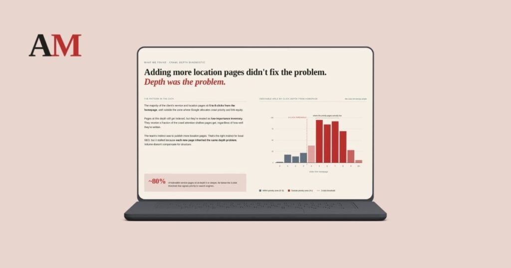 Lap top mock up of an SEO audit presentation by Alicia Marshall SEO